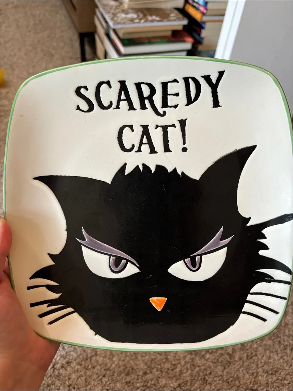 Inhomestylez skeleton and scaredy cat Halloween appetizer plates